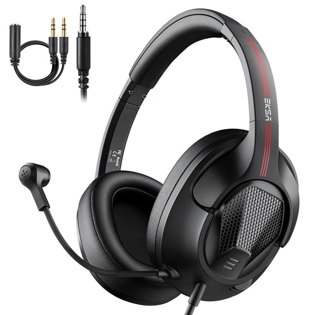 EKSA Gaming Headset 3.5mm Stereo Wired Headphones with Microphone Noise Cancelling for PC/Xbox One/Nintendo Switch-Black
