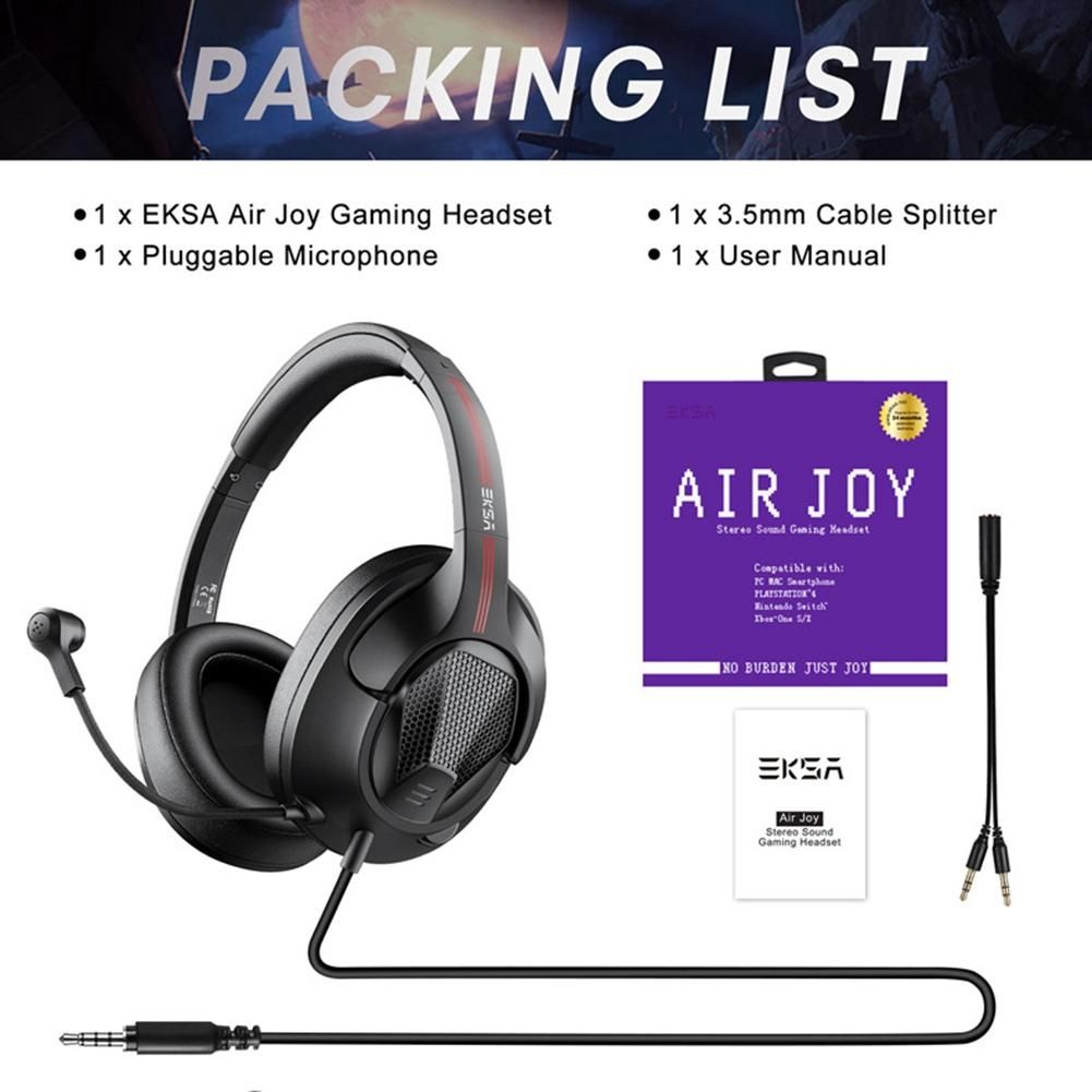 EKSA Gaming Headset 3.5mm Stereo Wired Headphones with Microphone Noise Cancelling for PC/Xbox One/Nintendo Switch-Black