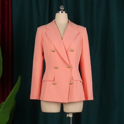 Women Blazer Sets Buttons White Wide Leg Pant Suits Fashion Pink