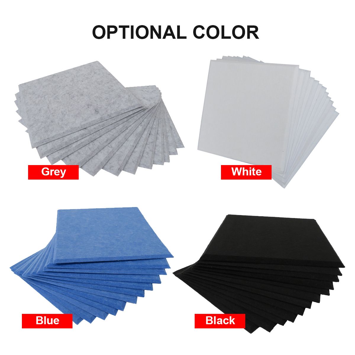 12Pcs Polyester Fiber Acoustic Panels High Density Acoustic