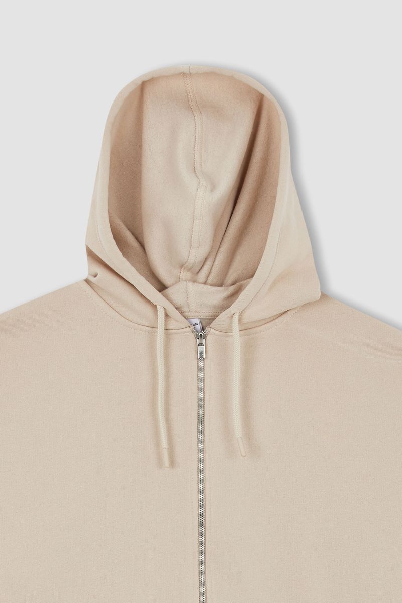Woman - Hooded Oversize Fit Knitted Cardigan-Beige