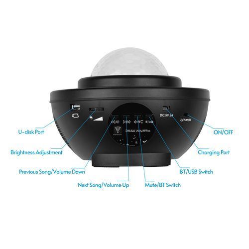 Ammoon IGB-B45RG LED Galaxy Starry Projector Lamp Light BT