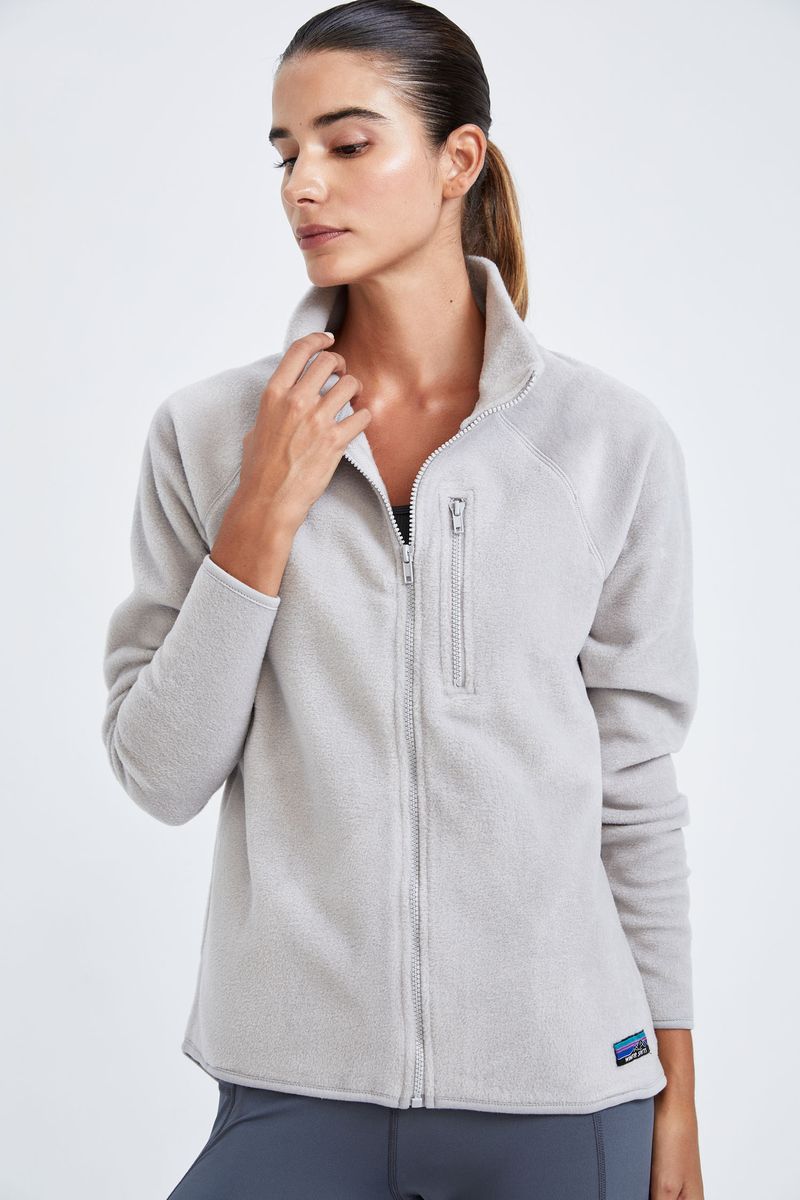 Woman Relax Fit Mock Neck Knitted Cardigan-Grey