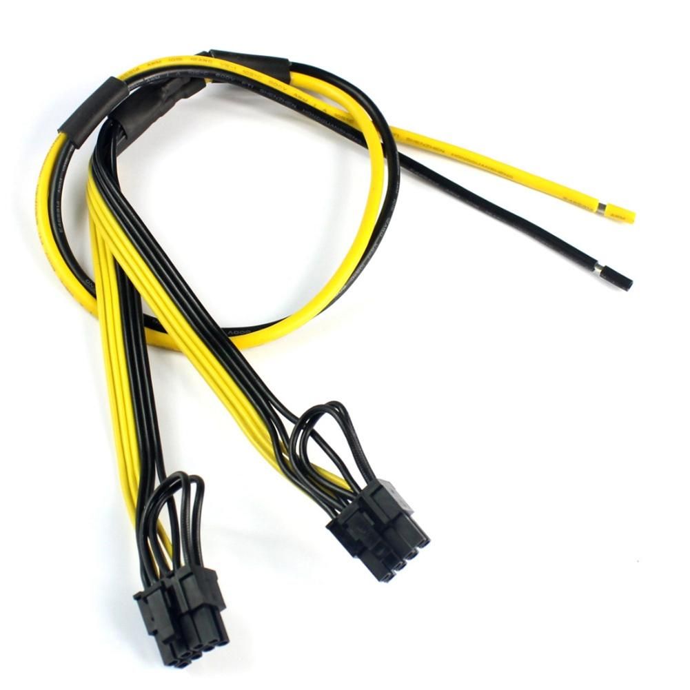 6Pcs Dual PCIe PCI-E Graphic Video Card 8Pin 6+2Pin DIY Splitter Power Cable Cord for Bitcoin Litecoin RIG Miner