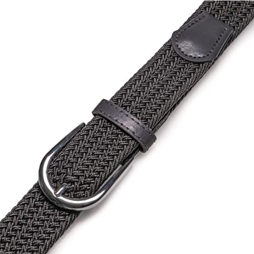 Set Of 2 Elastic Braided Belts  - Black And Blue
