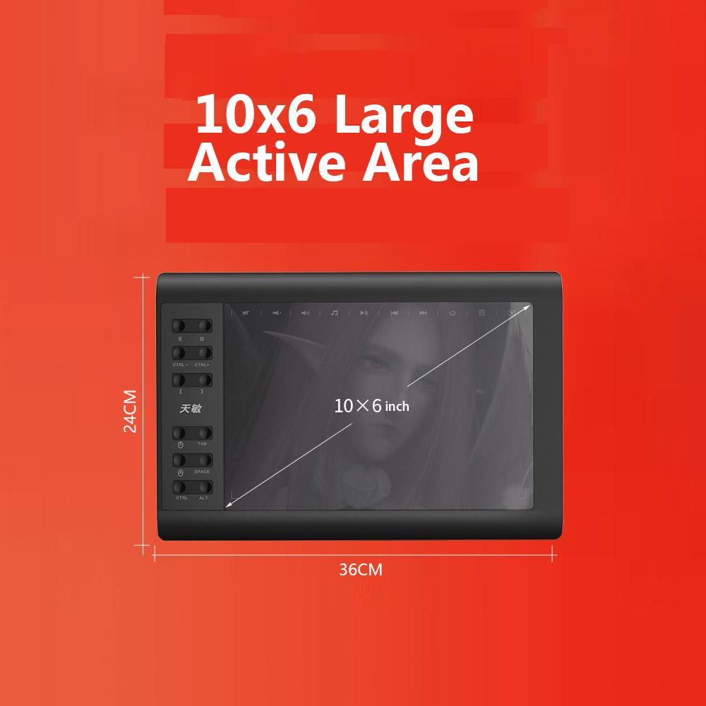 G10 10x6 Inch Graphic Drawing Tablet 8192 Levels Digital Tablet  Passive Pen for Laptop Tablet Mobile Phone