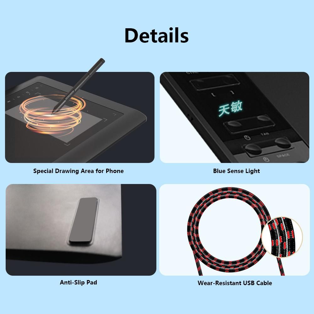 G10 10x6 Inch Graphic Drawing Tablet 8192 Levels Digital Tablet  Passive Pen for Laptop Tablet Mobile Phone