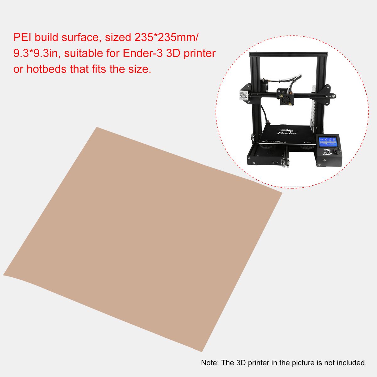 235*235mm PEI Build Surface Plate High Temperature Resistant