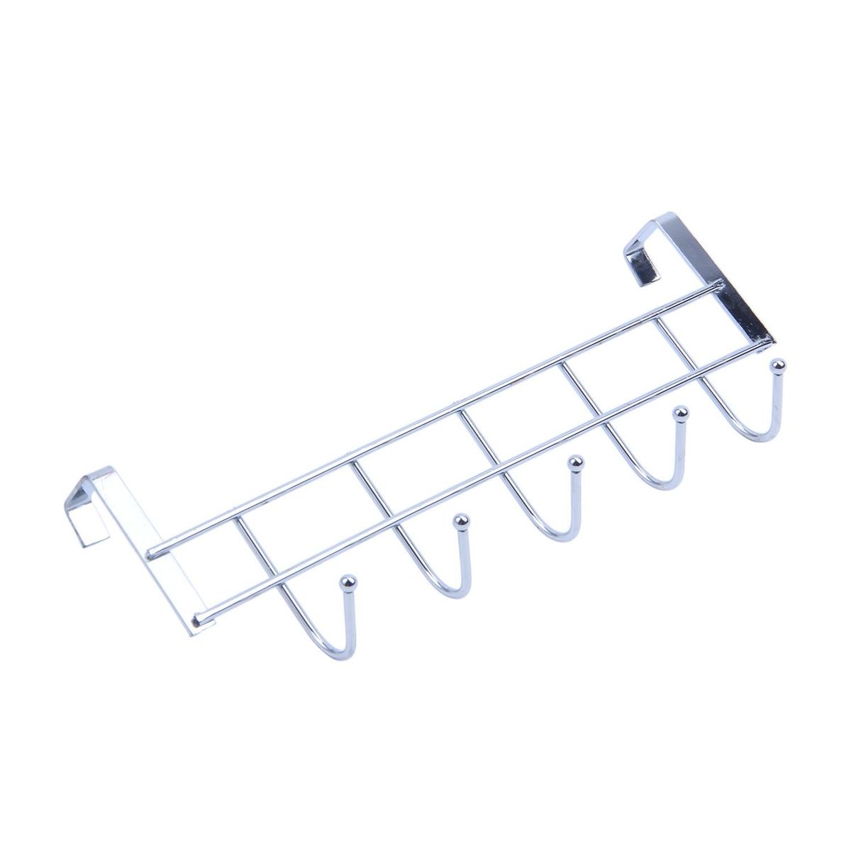 5 Hooks Over Door Home Bathroom Kitchen Coat Towel Loop Hanger Rack Holder ShelfSilver