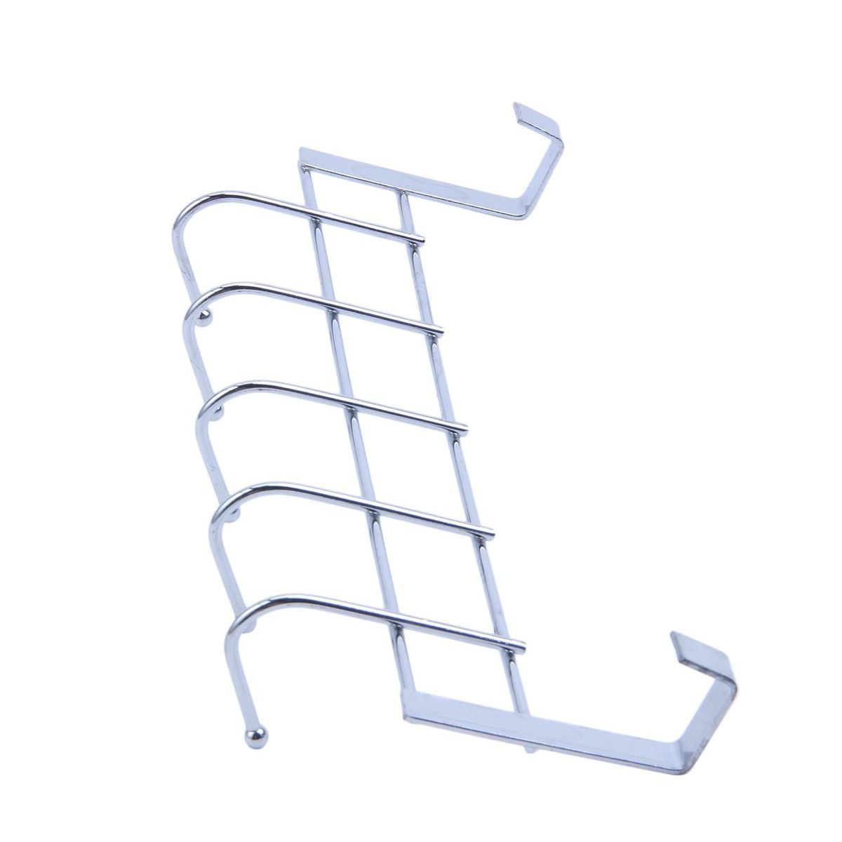 5 Hooks Over Door Home Bathroom Kitchen Coat Towel Loop Hanger Rack Holder ShelfSilver