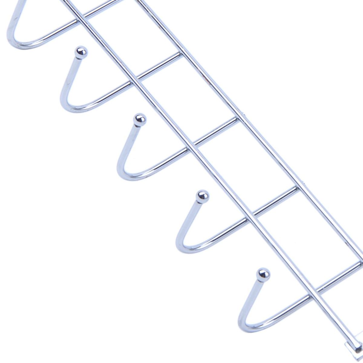 5 Hooks Over Door Home Bathroom Kitchen Coat Towel Loop Hanger Rack Holder ShelfSilver