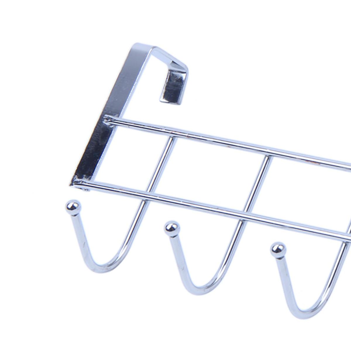 5 Hooks Over Door Home Bathroom Kitchen Coat Towel Loop Hanger Rack Holder ShelfSilver
