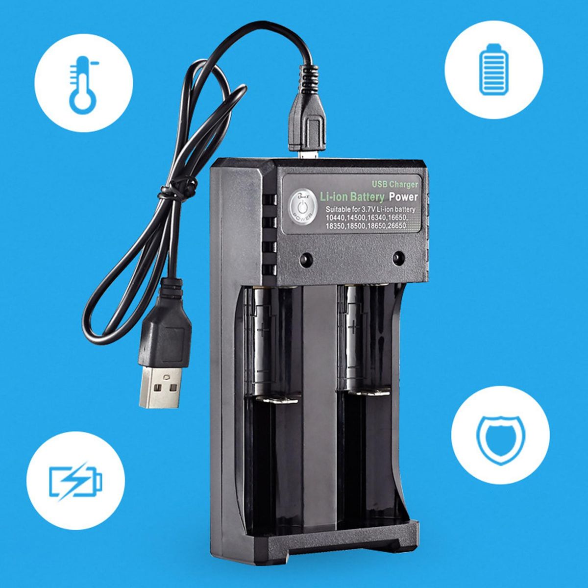 3.7V 18650 Li-Ion Batteries USB Charger 3.7 Volts For