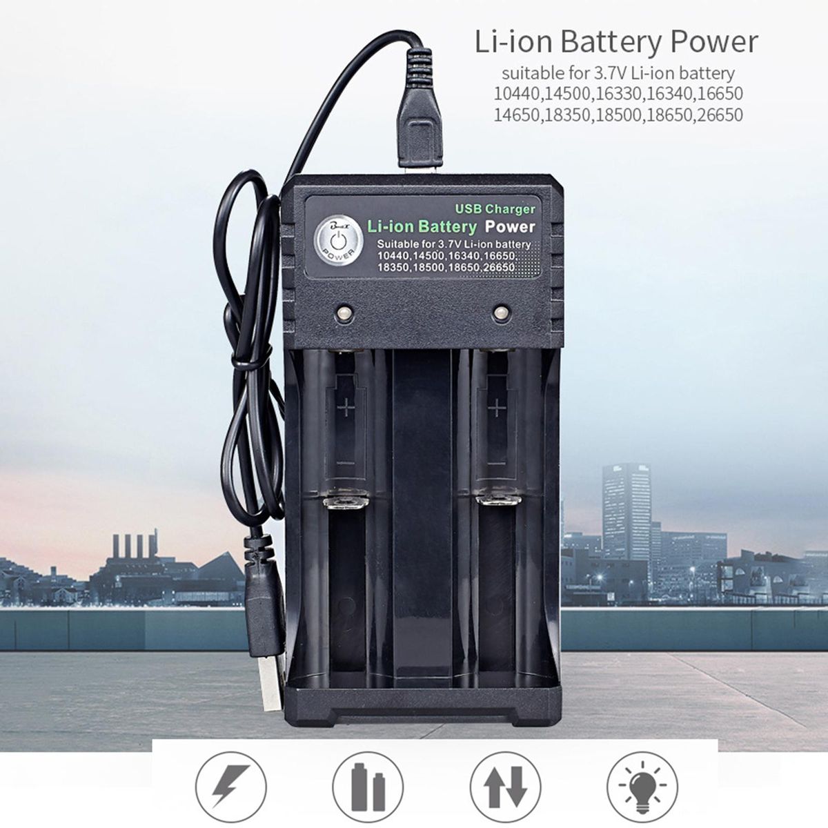 3.7V 18650 Li-Ion Batteries USB Charger 3.7 Volts For