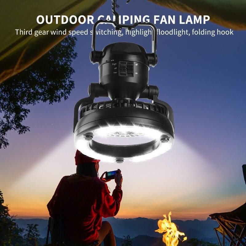 Rechargeable Camping Fan Tent Lantern Outdoor Portable Camping Fan Lamp 20000mAh 2 In 1 Ceiling Fan For Outdoor Party BBQ