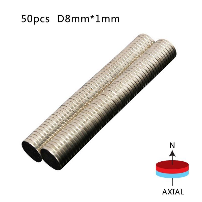 8mm X 1mm Rare Earth Neodymium Magnet 50Pcs Silver N50