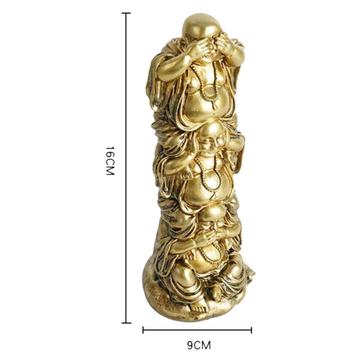 Golden Vertical Stack Resin Laughing Buddha Figurine For