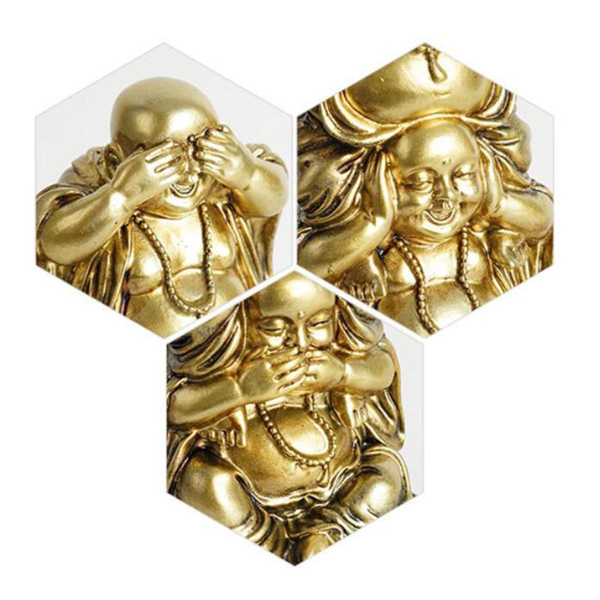 Golden Vertical Stack Resin Laughing Buddha Figurine For