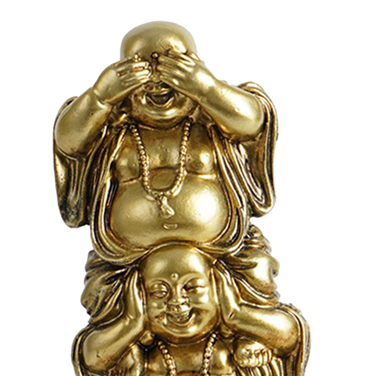 Golden Vertical Stack Resin Laughing Buddha Figurine For