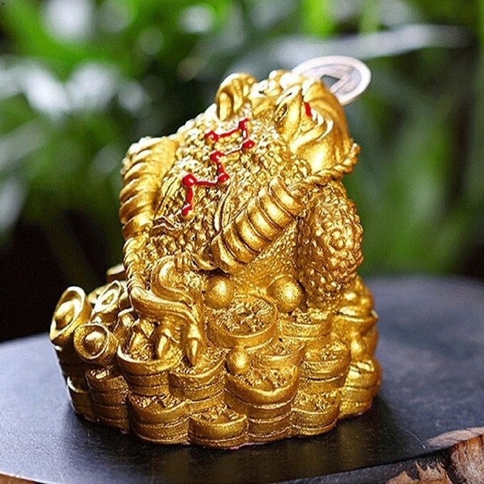 Gold Feng Shui Money Fortune Oriental Chinese I Ching Frog Toad Coin