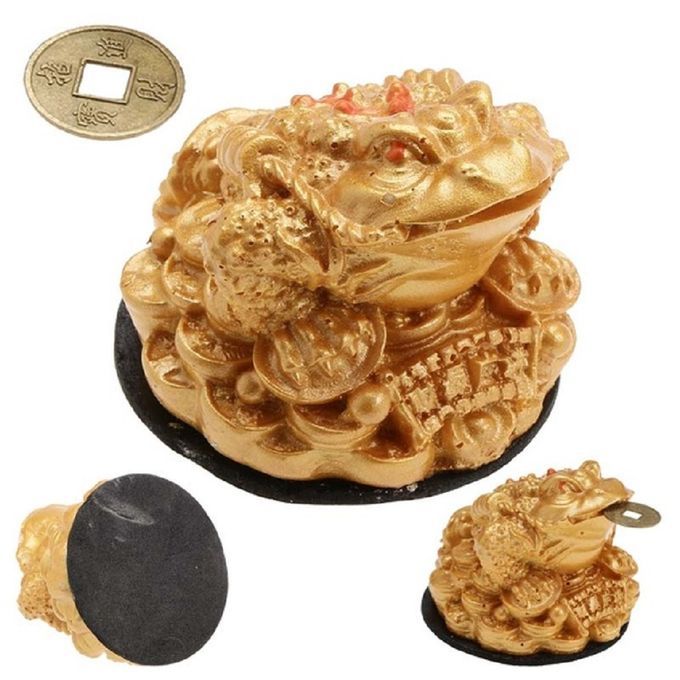Gold Feng Shui Money Fortune Oriental Chinese I Ching Frog Toad Coin
