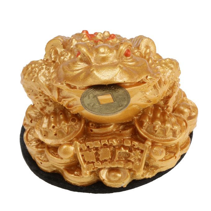 Gold Feng Shui Money Fortune Oriental Chinese I Ching Frog Toad Coin