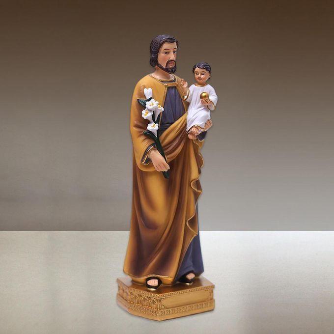 Hand Painted Saint Joseph Carrying Child Jesus Statues Figurines