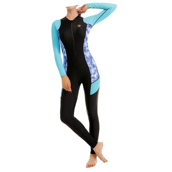 Ladies Wetsuit Diving Suit Rashguard Full Body Long Surfing S Blue