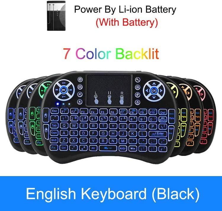 7 Colors Backlit I8 Mini Wireless Keyboard 2.4GHz Air Mouse With Touchpad For TV BOX Tablet PC