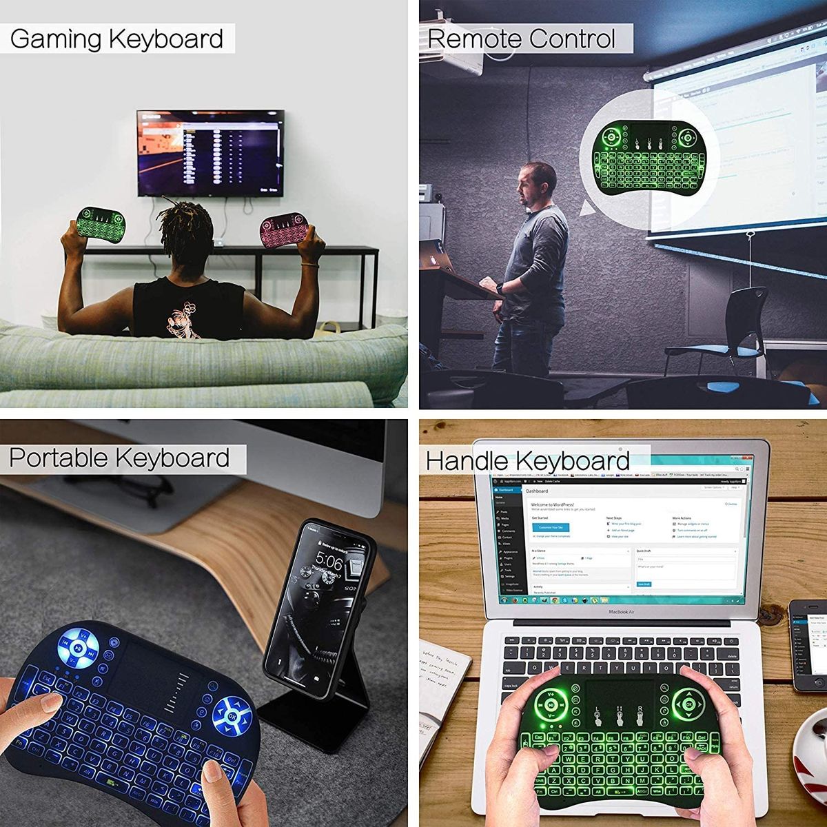 7 Colors Backlit I8 Mini Wireless Keyboard 2.4GHz Air Mouse With Touchpad For TV BOX Tablet PC