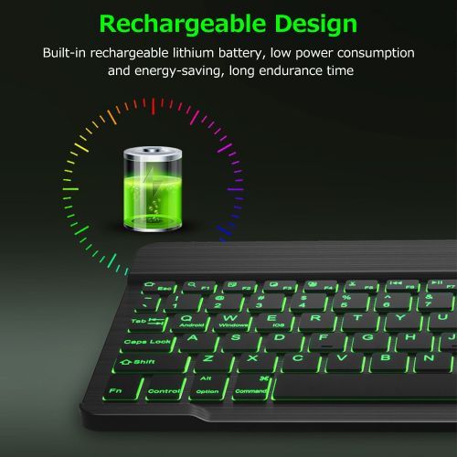 10" Wireless 7-color Light BT Keyboard Rechargeable