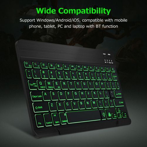 10" Wireless 7-color Light BT Keyboard Rechargeable
