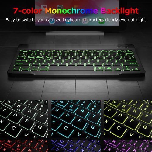 10" Wireless 7-color Light BT Keyboard Rechargeable