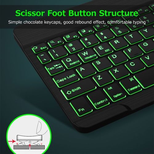 10" Wireless 7-color Light BT Keyboard Rechargeable