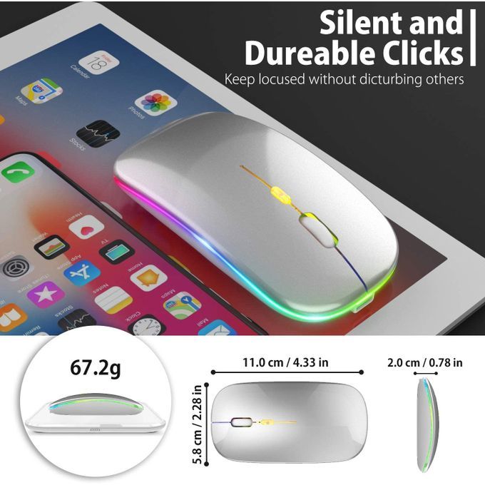2.4G Wireless Rechargeable Mice Less Noise 3 Adjustable DPI