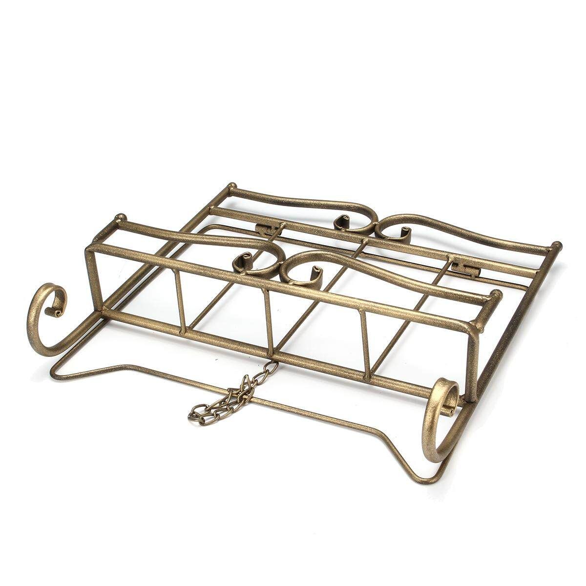 Country Iron Scroll Recipe Holder Book Stand With Metal Weights 36.5cm(W) Bronze Brown