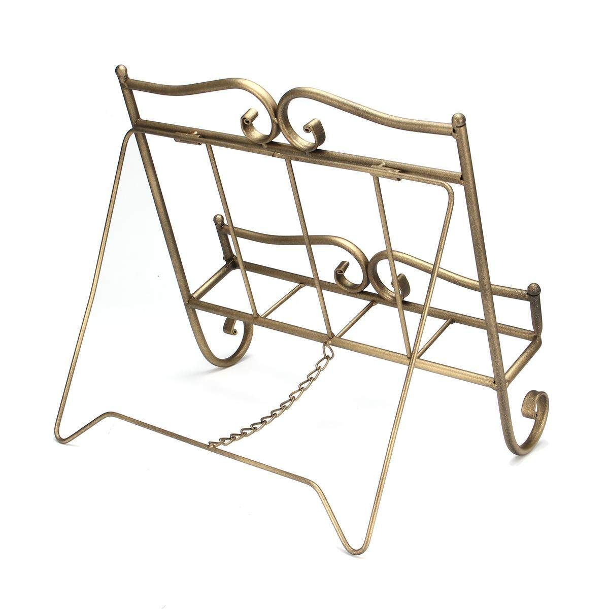 Country Iron Scroll Recipe Holder Book Stand With Metal Weights 36.5cm(W) Bronze Brown