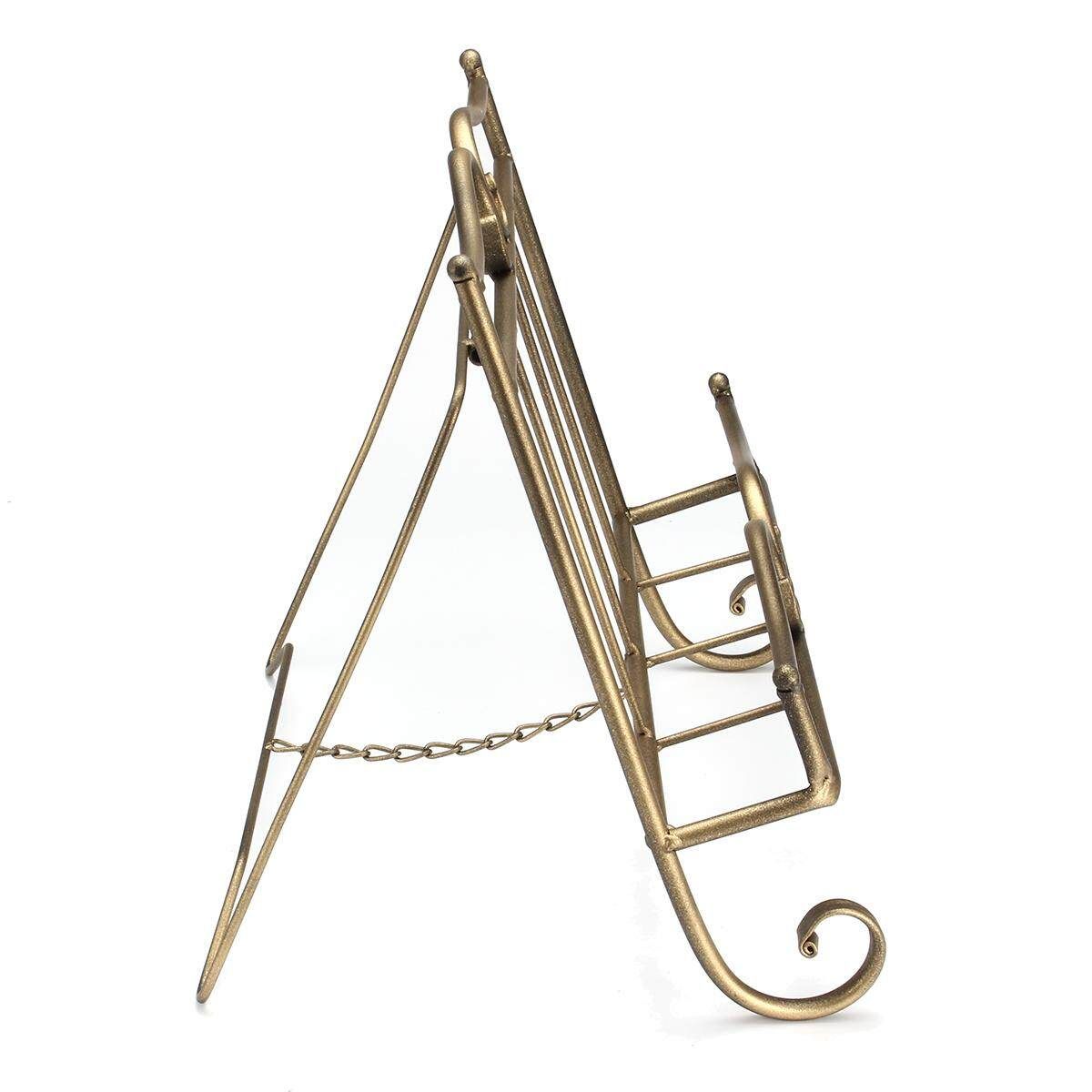 Country Iron Scroll Recipe Holder Book Stand With Metal Weights 36.5cm(W) Bronze Brown