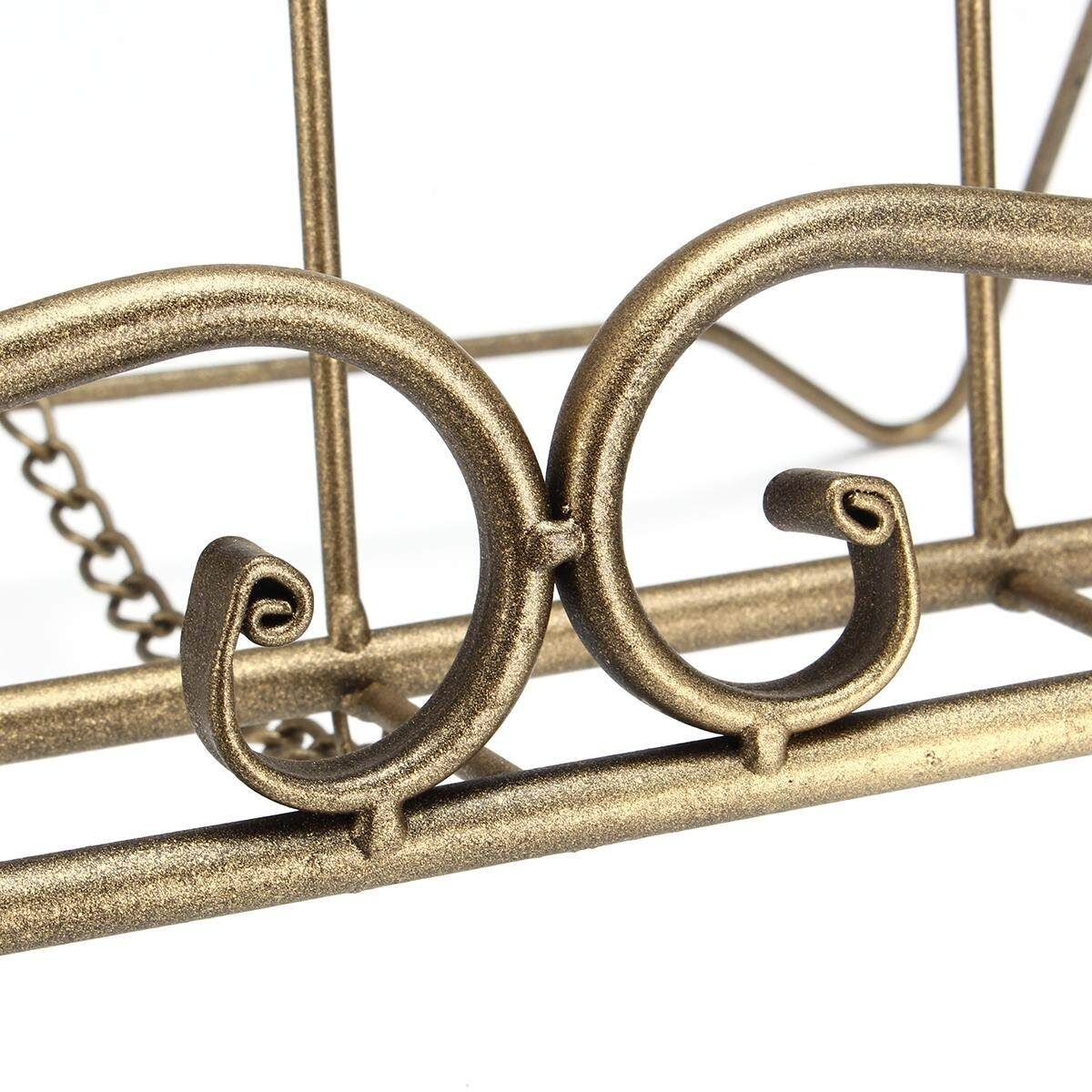 Country Iron Scroll Recipe Holder Book Stand With Metal Weights 36.5cm(W) Bronze Brown