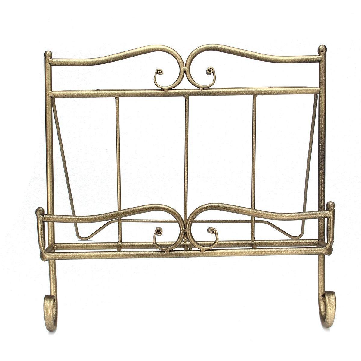 Country Iron Scroll Recipe Holder Book Stand With Metal Weights 36.5cm(W) Bronze Brown