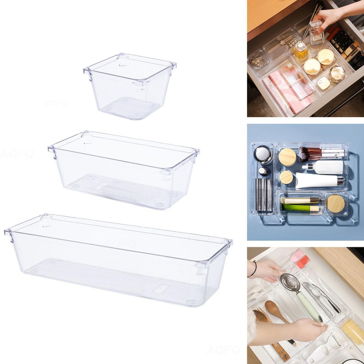 Clear Drawer Organizer Desk Portable Vanity Trays Torage S