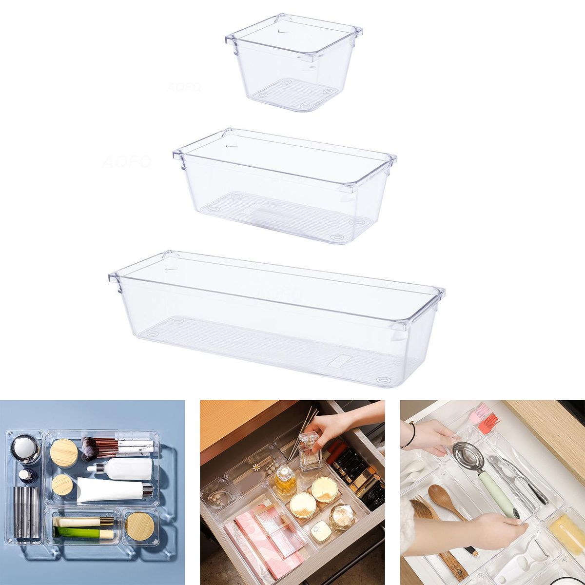 Clear Drawer Organizer Desk Portable Vanity Trays Torage S