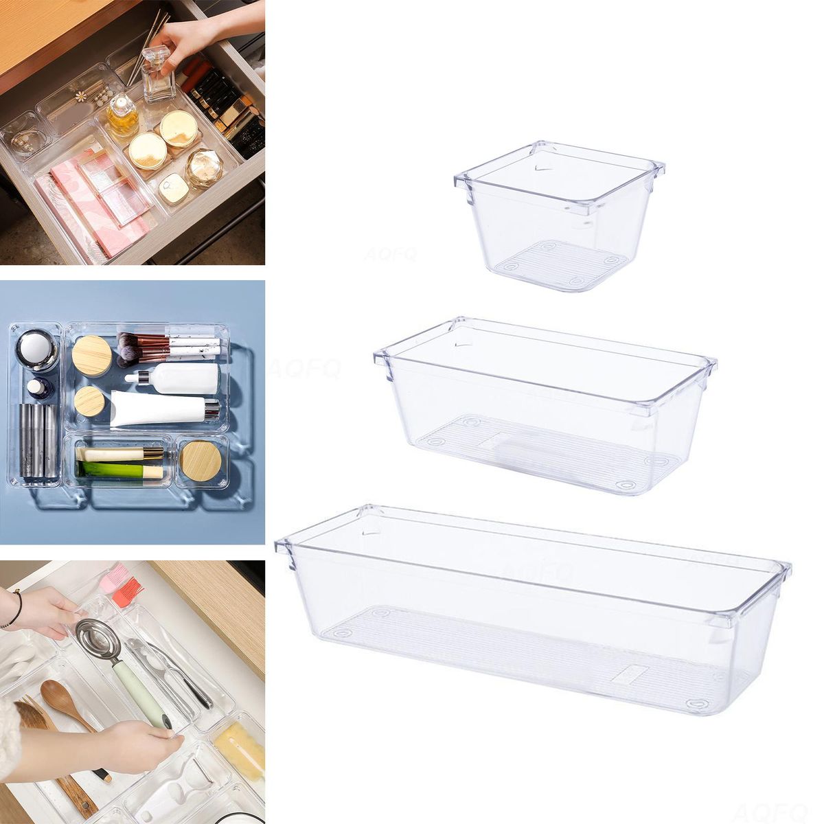 Clear Drawer Organizer Desk Portable Vanity Trays Torage S