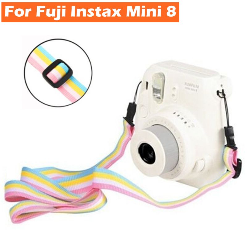 Useful Adjustable Rainbow Camera Shoulder S Belt Sling For Fujifilm Fuji Film InsMini 8 For Polaroid PIC-300P Accessory