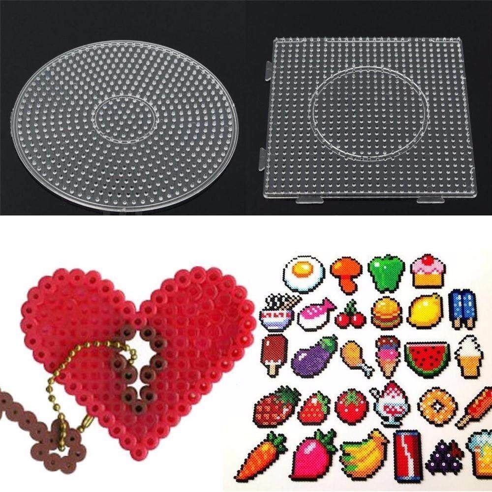 Kids Large Pegboards Perler Bead Hama Fuse Beads Clear Square Design Board Newly Hexagon