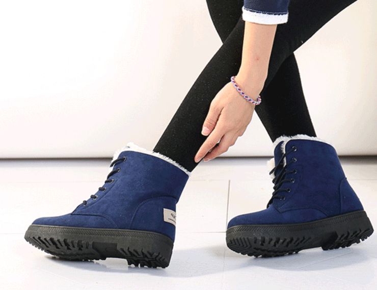 Women Pure Color Warm Winter Snow Boots
