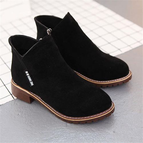 Ladies Womens Winter Snow Faux Suede Zipper Chunky  Black 40