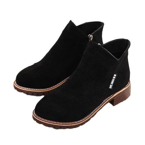Ladies Womens Winter Snow Faux Suede Zipper Chunky  Black 40