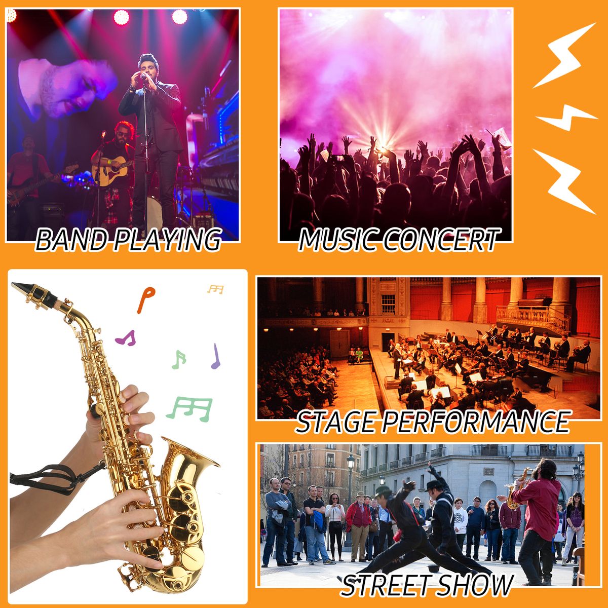 Bb Soprano Saxophone Gold Lacquer Brass Sax With Instrument
