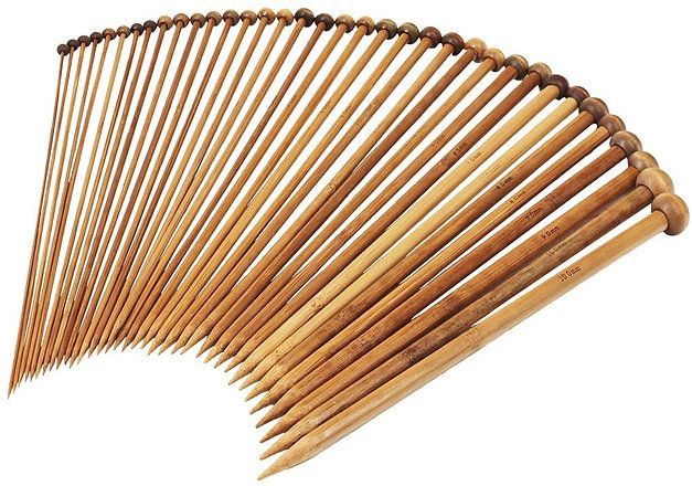 36-Piece Bamboo Single Pointed Knitting Needles, 2 - 10mm-Exquiss